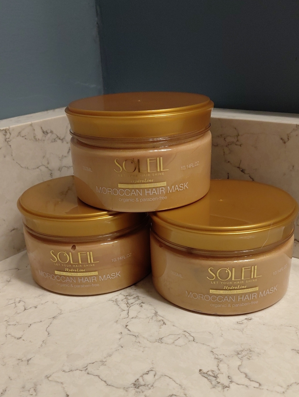 LOT 3 SOLEIL Hydra Line Morrocan Hair Mask For Shine, Repair, Hydration 10.14 Oz